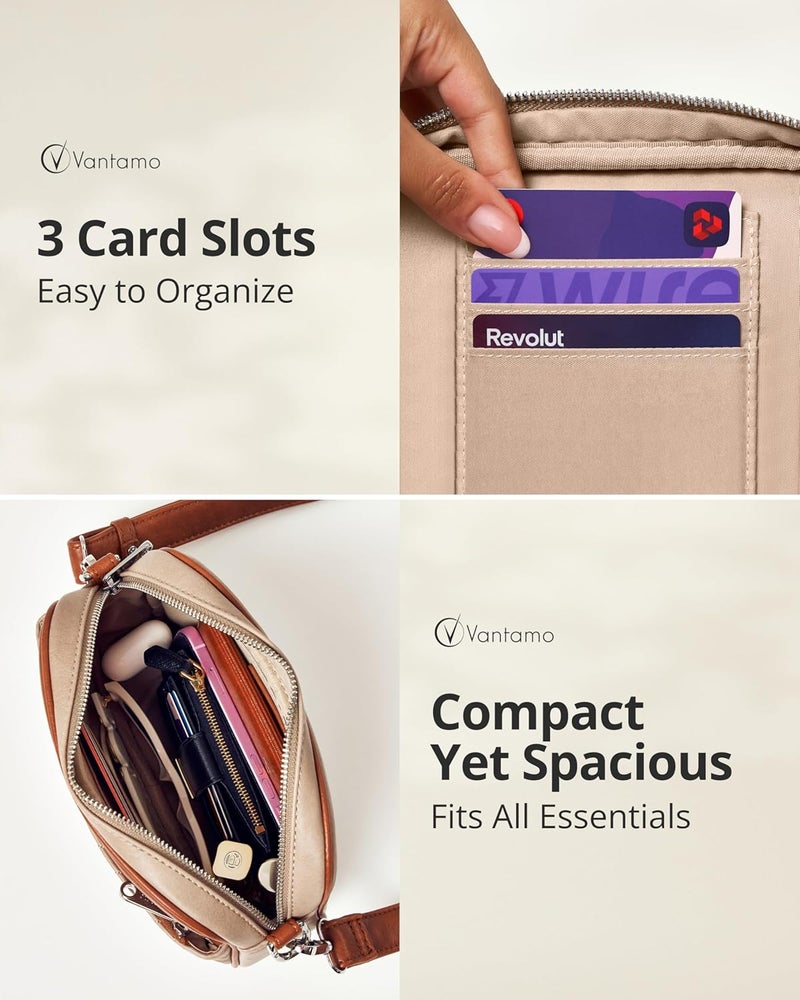 Vantamo Crossbody Bags For Women with Anti-Pickpocket Clip, Premium Purses for Women, Adjustable Strap Handbags & Gift Box - Image 3